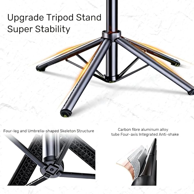 Black Tripod for iPhone with Light, Ring Light Holder for iPhone, Adjustable Selfie Stick Stand with Fill Light, Extendable Phone Tripod for Video Recording, Live Streaming, and Photography - Image 6