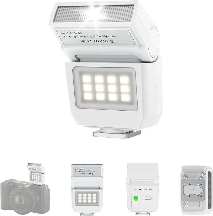Ulanzi SL03 Camera Mini Flash Speedlite, for DSLR Sony Canon Nikon Fuji | Universal Single Contact Flash Light for Beginners Basic, GN8 6500K LED Video Constant Light, 3 Modes, for Panasonic Olympus by ulanzi