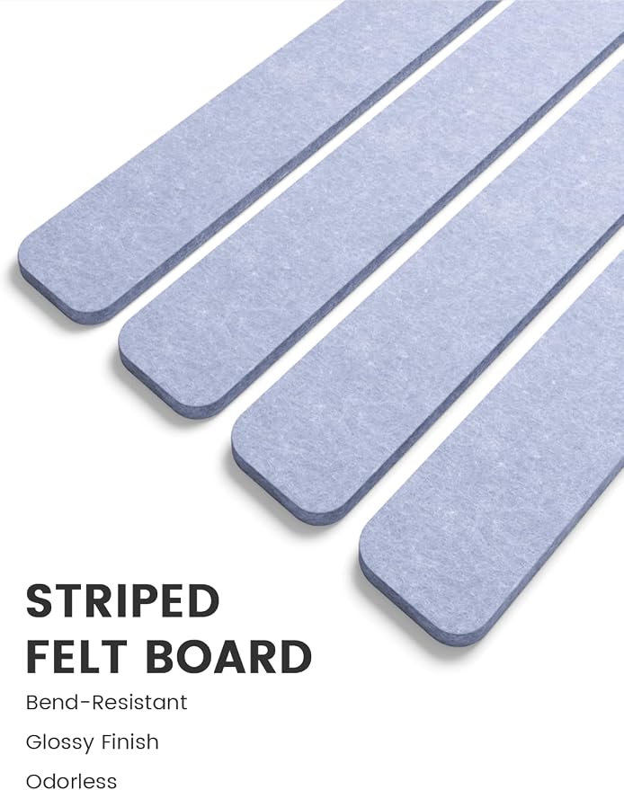 Fluxynara 13" x 2" Felt Wall Panels, Soft Periwinkle | 8-Pack Includes 50 Push Pins and Adhesive Tabs for Photos, Notes and Decor in Bedroom Doors, Home Office or Studios - Image 3