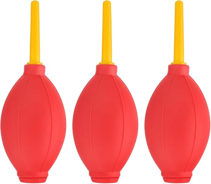 PATIKIL Soft Tip Air Blower Dust Blaster, 3 Pcs Rubber Bulb Air Pump Dust Blower Cleaner Cameras Lens Cleaning Tool with Long Nozzle for Camera Lens Computer Keyboard, Red/Yellow by PATIKIL