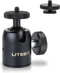 UTEBIT Mini Ball Head, with 3/8" to 1/4" Adapter Ballheads Black | 360° Pan 90° Tilt Tripods Mount with 24mm Ball Head Metal Low Profile, Camera Mount Adapter Holder for Phone/DLSR Camera by UTEBIT