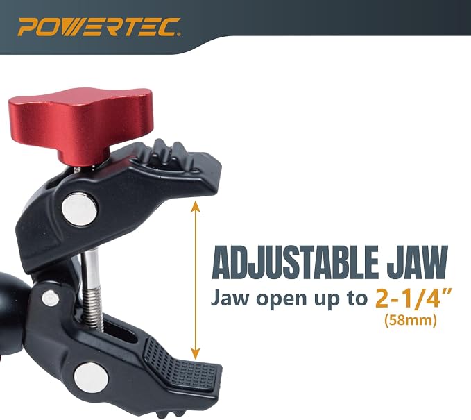 POWERTEC Double Super Clamp Camera Mount with Two 1/4"-20 Mounting Holes for Magic Arm, Desk, Umbrella, Bike, Photography Lighting, Softbox (71924) - Image 5