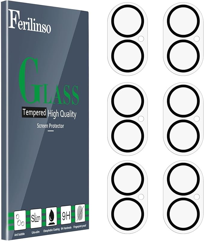 Ferilinso Camera Lens Protector for iPhone 17/16/16 Plus, Tempered Glass | 6 Pack, 9H+ Military-Grade Shatterproof Camera Cover, Case Friendly, HD, Anti-Scratch, No Flash Glare for Night Shooting by Ferilinso