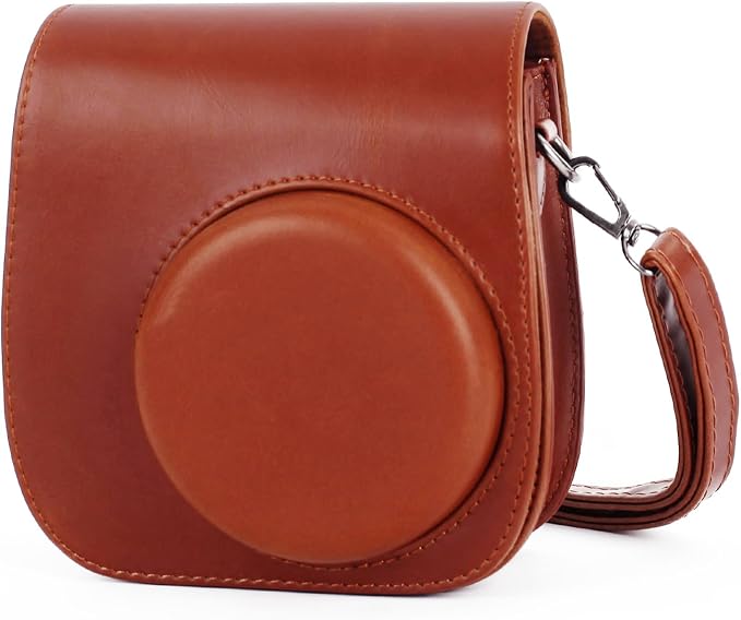 Phetium Mini 13 Camera Case for Fujifilm Instax Mini 13 12 Camera-Brown | Mini Camera Protective Case,PU Leather Bag,Photo Storage Pocket,Adjustable Shoulder Strap,Magnetic Flip by Phetium