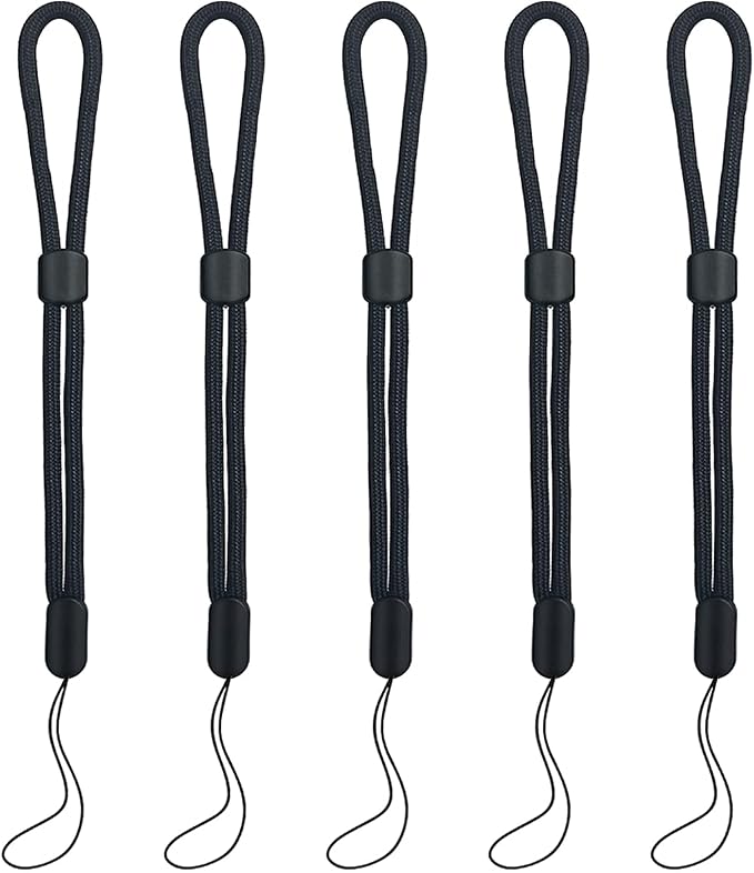 yuntop 5PCS Wrist lanyard, 7.8 inch Hand Wrist Strap Lanyard | Adjustable Nylon Wristlet Straps for Cell Phone, Camera, GoPro, PSP, USB Flash Drives, Flashlight (Black) by yuntop