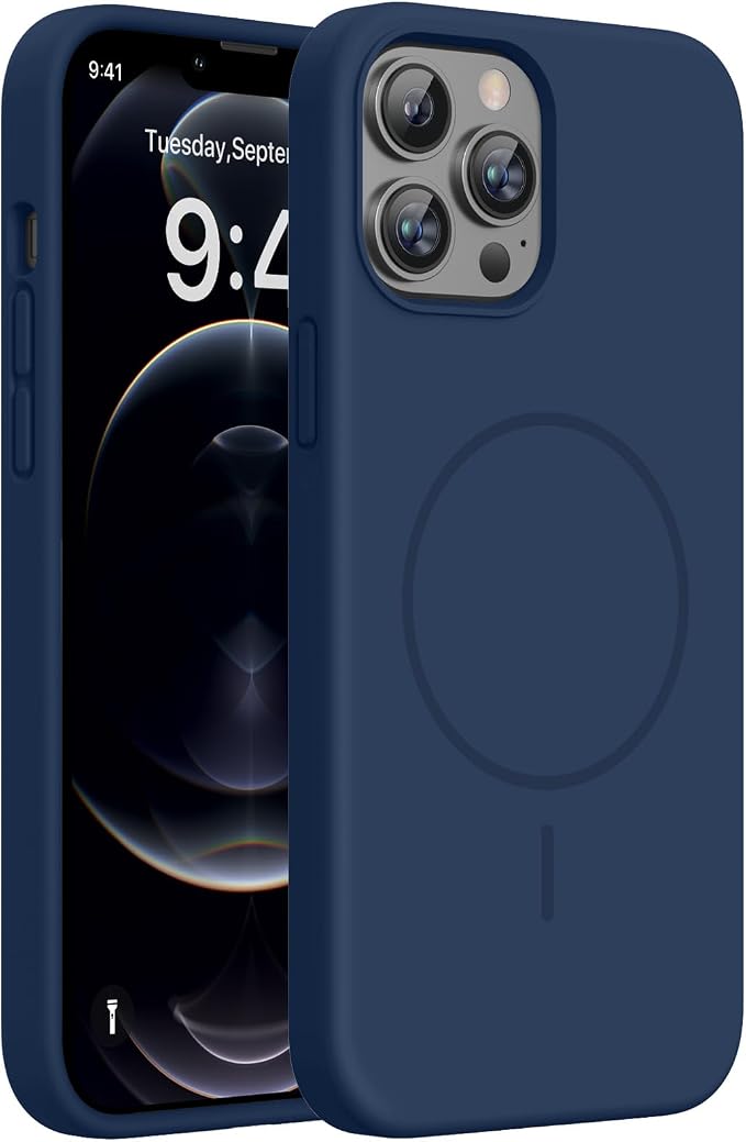 Miracase Silicone for iPhone 12 Pro Max Case, Dark Blue | Soft Anti-Scratch Microfiber Lining, Premium Silicone Cover Shockproof Drop Protection Phone Case for 12 Pro Max by Miracase