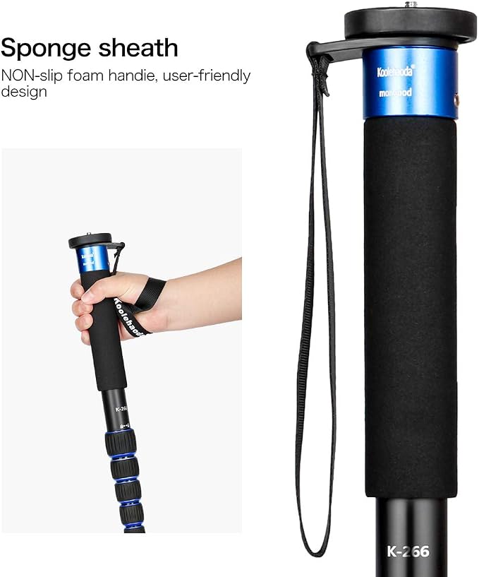 Koolehaoda 6-Section Camera Monopod, Compact Portable Folds to 15" | Aluminum Alloy Unipod Stick, Max Load 22lbs/10kg, Lightweight Travel Photography, for DSLR Mirrorless Camera - Image 6