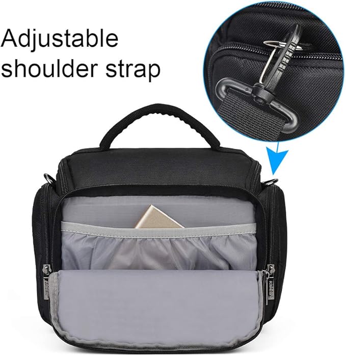 CADeN Camera Shoulder Crossbody Bag Case Compatible for Nikon, Canon, Sony SLR/DSLR Mirrorless Cameras and Lenses Waterproof(1.0 M, Black) - Image 3