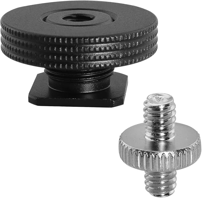 1/4" Female Thread to Hot Shoe Adapter LUORNG 2PCS Hot Shoe Mount Adapter with 1/4 to 1/4 inch Male Screw for Magic Arm, Video Light,Monitor by LUORNG