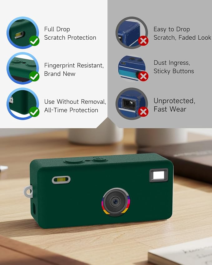 Silicone Case for Kodak CHARMERA Keychain Digital Blind Box accessories,Soft Silicone Protective Case,Comes with Screen Protectors and Wrist Strap -Dark green - Image 5