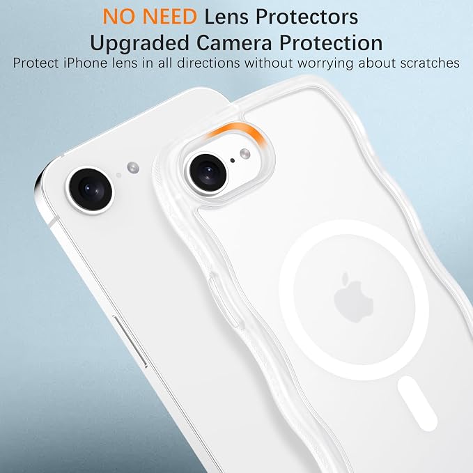 BENTOBEN Magnetic for iPhone 17e Case,Cute Wavy Frame [Compatible with MagSafe] Translucent Matte Anti-Slip Bumper Women Girls Boys Men Shockproof Drop Protective Phone Cover for iPhone 17e,Clear - Image 7