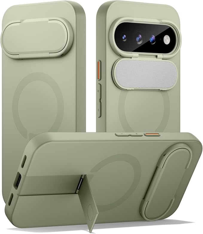 SURITCH for Google Pixel 11 Pro XL Phone Case, Compatible with MagSafe, Protective Cover with Camera Cover & Adjustable Metal Kickstand for Pixel 11 Pro XL 2026 -Sage Green by SURITCH