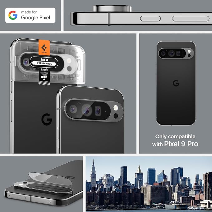 Spigen Glas.tR EZ FIT Optik Camera Lens Protector for Pixel 9 Pro | GlasTR EZ Fit Optik, 9H+ Tempered glass, Scratch resistant, Original photo quality, Auto-align tray, Case-friendly, 2Pack - Image 2