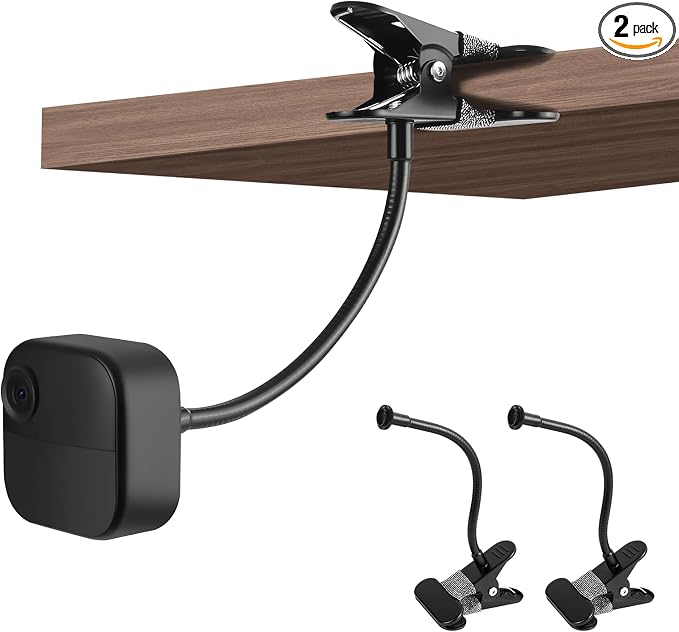 2 Pack Flexible Clip Clamp Mount Compatible with Blink Outdoor 2K+/ Outdoor 4/(3rd Gen) XT3/Blink XT/XT2/Mini, Clip Holder with 7.8 inches Gooseneck Arm for Your Blink Camera Without Any Tools by Unknown
