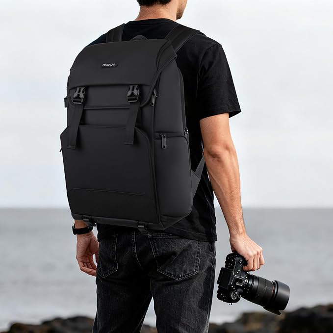 MOSISO Camera Backpack, DSLR/SLR/Mirrorless Camera Bag with Top Flap Pocket | Photography Backpack with 15-16 inch Laptop Compartment&Tripod Holder&Rain Cover Compatible with Canon/Nikon/Sony, Black - Image 7