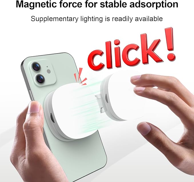 Selfie Light, 3-in-1 Magnetic Selfie for iPhone with Mirror, Foldable Portable Phone, Dual Color Temperature 360° Rotation Video Light for Makeup, Live Streaming, Vlogging - Image 3