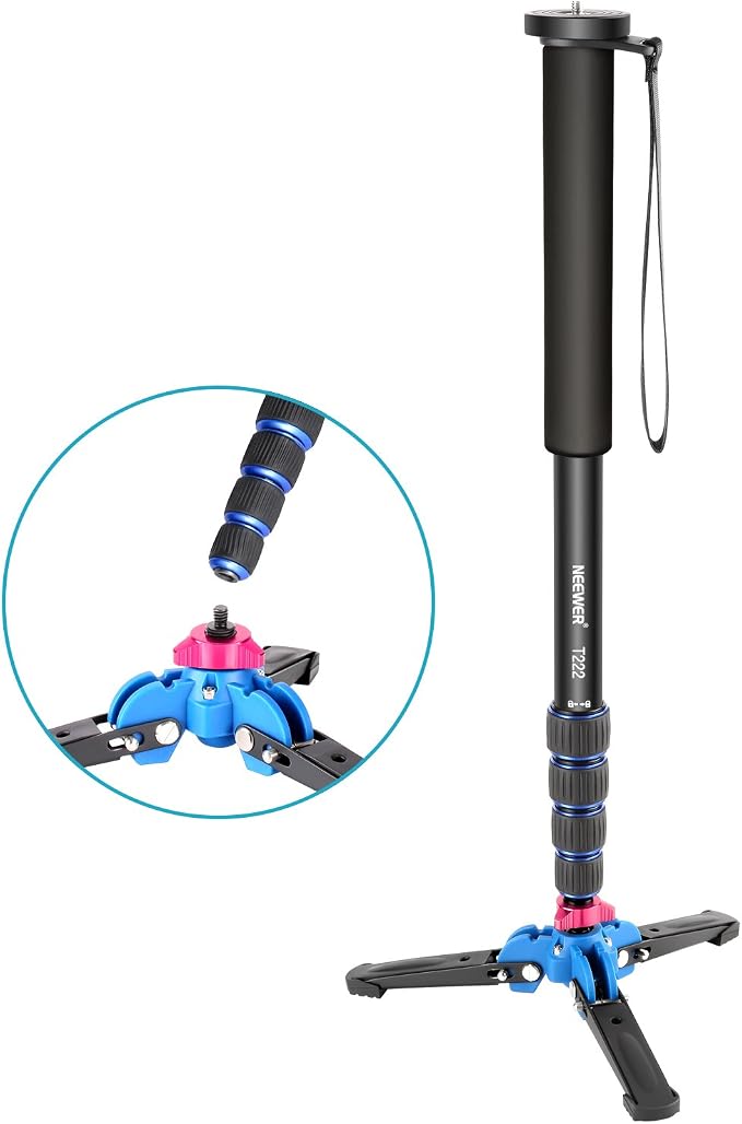 NEEWER Extendable Camera Monopod with Detachable and Foldable Stand Base | Aluminium Alloy, Height 52-168 cm, Compatible with Nikon Sony DSLR; Maximum Load of 5 Kg - Image 4
