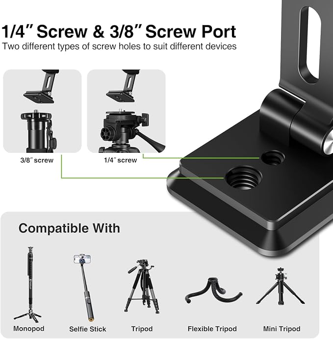 elitehood Magnetic Phone Tripod Mount with Arca Port & 1/4-20 for Magsafe | Aluminum Adjustable iPhone Tripod Mount Attachment for Professional Camera Tripod Video Recording, Streaming, Vlogging - Image 6
