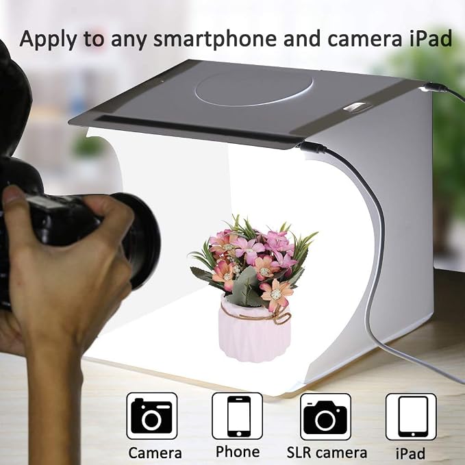 DUCLUS Mini Photo Studio Light Box,Portable Folding Photography Light Tent kit with 40pcs LED Light + 6 Kinds Color Backgrounds for Small Size Products - Image 4