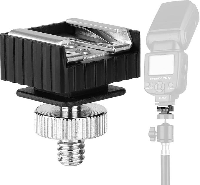 Flash Shoe Mount Adapter to 1/4 Thread Hole with 1/4"-20 Male Tripod Screw Adapter for Light Stands Umbrella Holder Flash Bracket, Strong and Solid by Anwenk