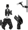 Mic Crab Clamp Microphone Mount, Desk Pipe Pole Clamp Mic Mount with Dual Ball Head Adjustment 1/4" to 5/8" Thread, Fits Mic Stand, Drum Stand, Desktop Shelf by Unknown