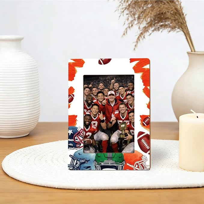 American Football Picture Frame, Sports Themed Photo Frame, Tabletop Display Frames for American Football Players and Coaches, Sports Decor for Home Office, Insert 4x6 Inches Photos - Image 5
