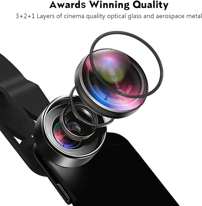 KEYWING 3in1 Phone Camera Lens Kit Fisheye+Wide Angle+Macro Lens for iPhone | 198° Fish Eye Lens + 120° Super Wide-Angle Lens + 20x Macro Lens for iPhone 6 7 8 X Pro Samsung Android Smartphone - Image 2