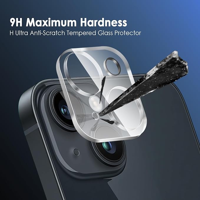 FanTEK Camera Lens Protector Compatible with iPhone 14/14 Plus, 9H Tempered Glass Camera Screen Cover, Ultra HD Clear Acrylic Full Coverage Guard, Case Friendly - Image 3