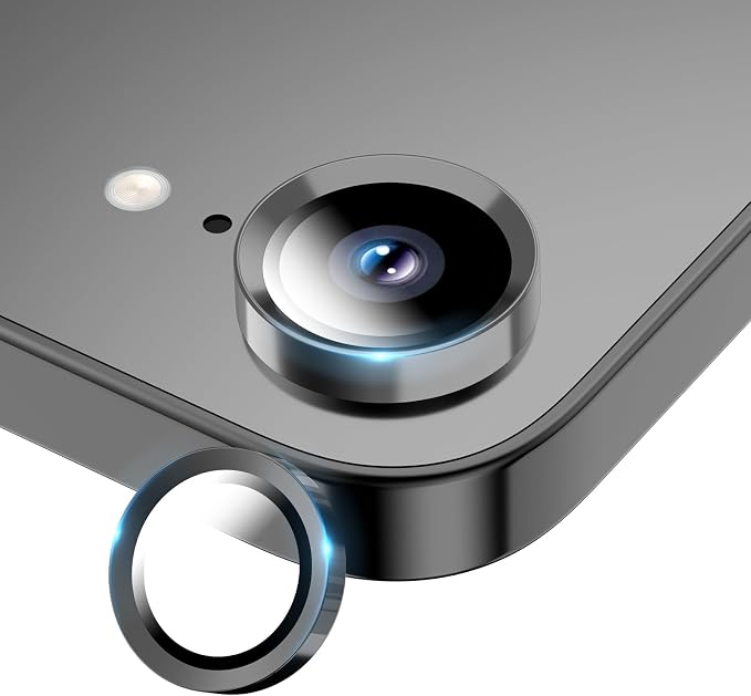 Camera Lens Protector for iPhone 17e/iPhone 16e- Black | 9H Tempered Glass, Metal Individual Camera Cover, Accessories, Anti-drop, Case Friendly, HD Clear, Anti-Scratch by WumigooProducts