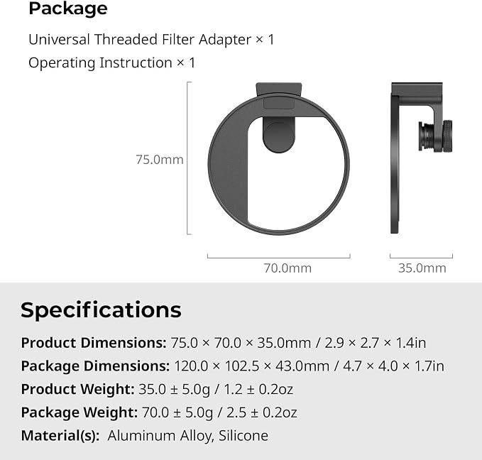 SmallRig Universal 67mm Threaded Filter Adapter for Phone Photography, Compatible with 67mm Threaded Filters & LED Lights, Built-in Cold Shoe Mount -5174 - Image 7