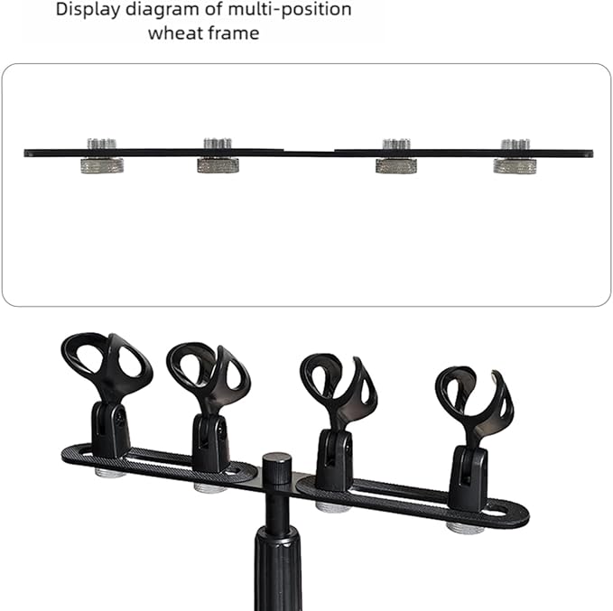 double mic holder Stereo bar Array Spacing Microphone Mount Holds 2 Mics XY and ortf Mic T-Bar Bracket, Fits 3/8" and 5/8" dual Mic Stands with Included Adapter - Image 5