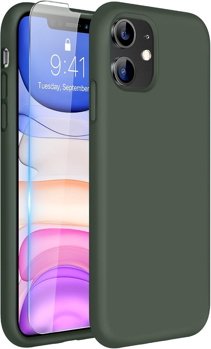 Miracase Silicone for iPhone 11 Phone Case, Dark Green | Soft Anti-Scratch Microfiber Lining, Premium Silicone Cover Shockproof Drop Protection Phone Case for 11 by Miracase