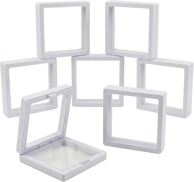6 Pack 3D Floating Jewelry Display Case, Transparent Floating Jewelry Box for Necklaces Earrings Rings, Clear Gift Display Frame Storage Box (White 3.5x3.5 in) - Image 7