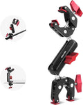 Super Clamp Double Camera Clamp,Dual Clip Mount with Magic Socket Arm - 3/8" & 1/4" Screw, Heavy-Duty Clamps for Desk & Cross Bars& Tripod & Handlebar,All Metal -Max Load Capacity 8.8LB,JC010 by Mechrig
