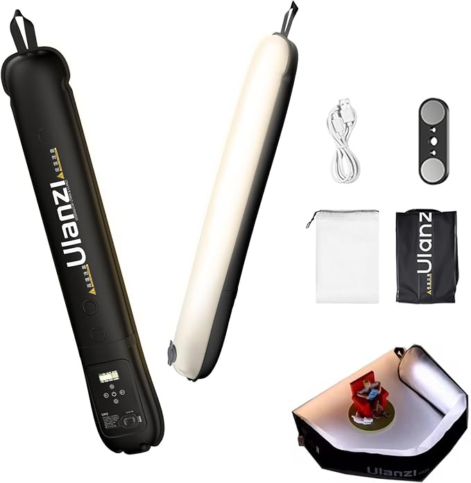 Ulanzi UA12 Bi-Color LED Inflatable Tube Light, 2700K-6500K 12W Foldable | 2500mAh Rechargeable, Lighting Wand Stick, with 1/4" Mount, Magnetic LED Video Light, For Portrait, Vlog, YouTube Photography by ulanzi