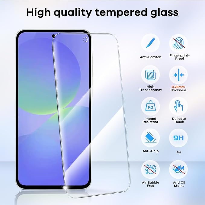 4+4 for Samsung Galaxy A36 5G Screen Protector Camera Lens Protector | 9H Tempered Glass Cell Phone Protector - Image 3