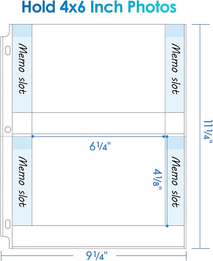 MaxGear 120 Pack 4x6 Photo Sleeves for 3 Ring Binder (480 Picture),2 Pocket | Heavy-Duty Archival Page Protectors, Clear Photo Album Refill Pages, Plastic Postcard Sleeves, Recipe Card Binder Inserts - Image 3