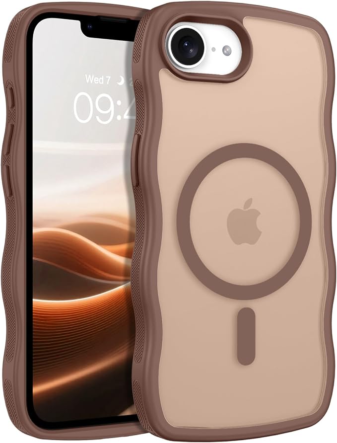 BENTOBEN Magnetic for iPhone 17e Case,Cute Wavy Frame [Compatible with MagSafe] Translucent Matte Anti-Slip Bumper Women Girls Boys Men Shockproof Drop Protective Cover for iPhone 17e,Desert Titanium by BENTOBEN
