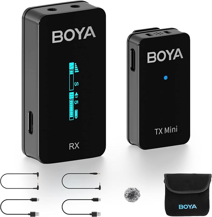 BOYA by-XM6 S1 Mini Wireless Microphones,OLED Lavalier Microphone Wireless with Mono/Stero & Monitoring for DSLR Camera/Camcorder/iPhone/Smartphone YouTube Vlog Live Stream Podcast by BOYA