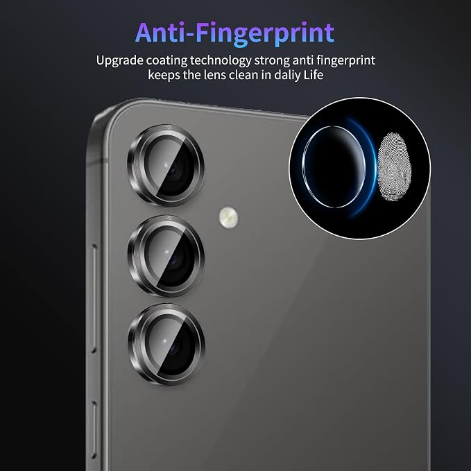 Camera Lens Protector for Samsung Galaxy S24 FE,1 Pack | Tempered Metal Glass Camera Cover Film,HD Clear,Anti-Scratch Lens Screen Protector Film,Case Friendly,Black Titanium - Image 6