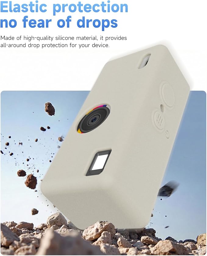 Silicone Case for Kodak CHARMERA Keychain Digital Blind Box accessories,Soft Silicone Protective Case,Comes with Screen Protectors and Wrist Strap - Off white - Image 6