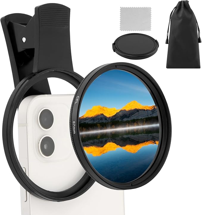 67MM Circular Universal Portable Polarizer Camera Len CPL Filter Professional Polarizing Lens for Smartphones,Camera Lens Accessories | 67mm circular polarizing filter, reduces glare and reflections, enhances color saturation for smartphone and camera - Image 8