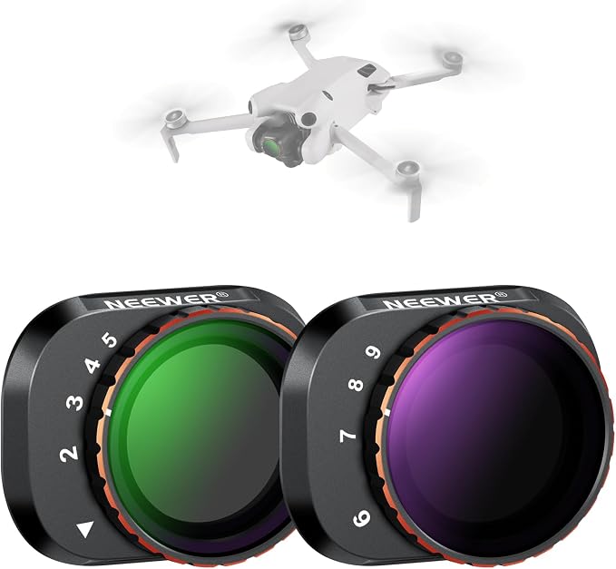 NEEWER Variable ND Filter Set Compatible with DJI Mini 4 Pro, ND2-32 (1-5 Stops) + ND64-512 (6-9 Stops) Multicoated HD Optical Glass Drone Camera Lens Accessories Aerial Photography Video Recording by Neewer