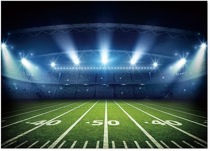 7x5ft Football Stadium Photography Backdrop with Bowl Night Spotlight for Party Decoration Football Field Backdrop Photo Booth Props by Yongqian