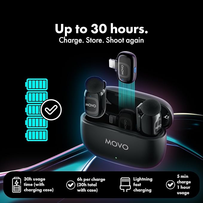Movo NanoMic Dual Lightning Wireless Microphone for iPhone 14 and Below– Lavalier Mic for iPhone, Great for Vlogging, TikTok, Content Creation - Image 8