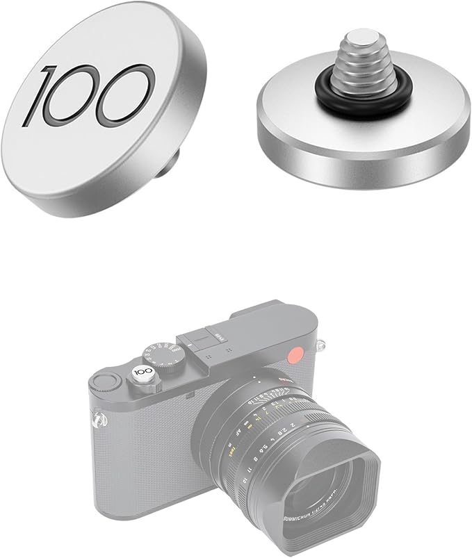JJC Shutter Release Button for Leica Q3 43/Q3/Q2, 100th Anniversary Edition | Soft Release Button with '100' Imprint, Compatible with Leica Q3 Q3 43 Q2 Q Q-P Digital Cameras, Includes 2 Rubber O-Rings by JJC