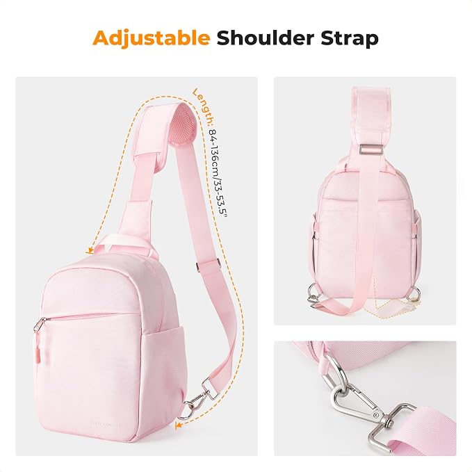 K&F CONCEPT Camera Sling Bag, Compact Crossbody Bag for DSLR Mirrorless | Lightweight Fabric, with Tripod Holder, Quick Access & Custom Dividers, Men & Women, for Sony Canon Nikon, Light Pink, BS06 - Image 6