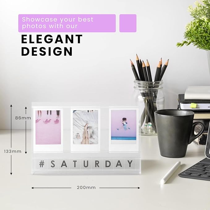 Elil Instax Mini Photo Frame Accessories with Personalized Message – Acrylic Desktop Picture Frame & Photo Display, Fits Fujifilm Instax Mini Film, Square, Wide Film for Home Office Decor and Gifts - Image 2