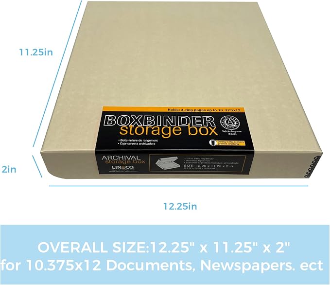 Lineco, Archival Tan 3-Ring Binder Album Box, 12.75x11.5x2 Inch, 2 Pack | Acid-Free Photo Box Binder, Unique Design to Store, Preserve, Organize Photos, Art, Crafts, Papers, Documents, Prints - Image 2