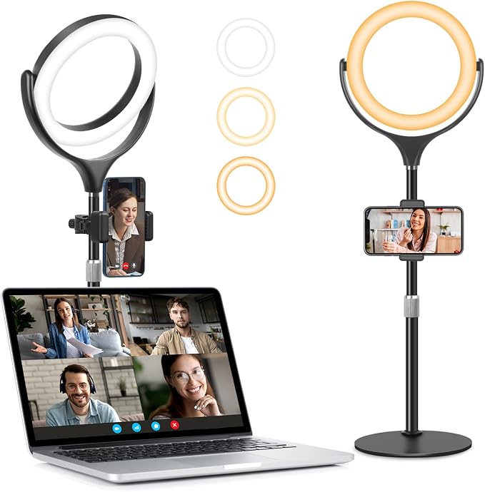 8 inch Desk Ring Light with Stand for for Video Conference,Adjustable Zoom Lighting for Computer, Circle Light for Video Recording, Video Calls, Online Class, Live Streaming, Podcast by Yarrashop